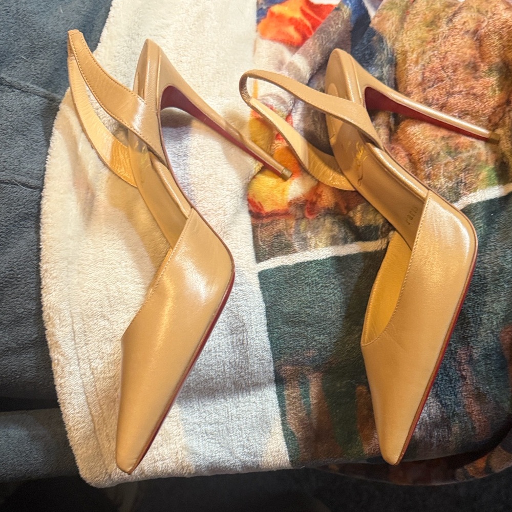 Christian Louboutin Beige Slingback Heels